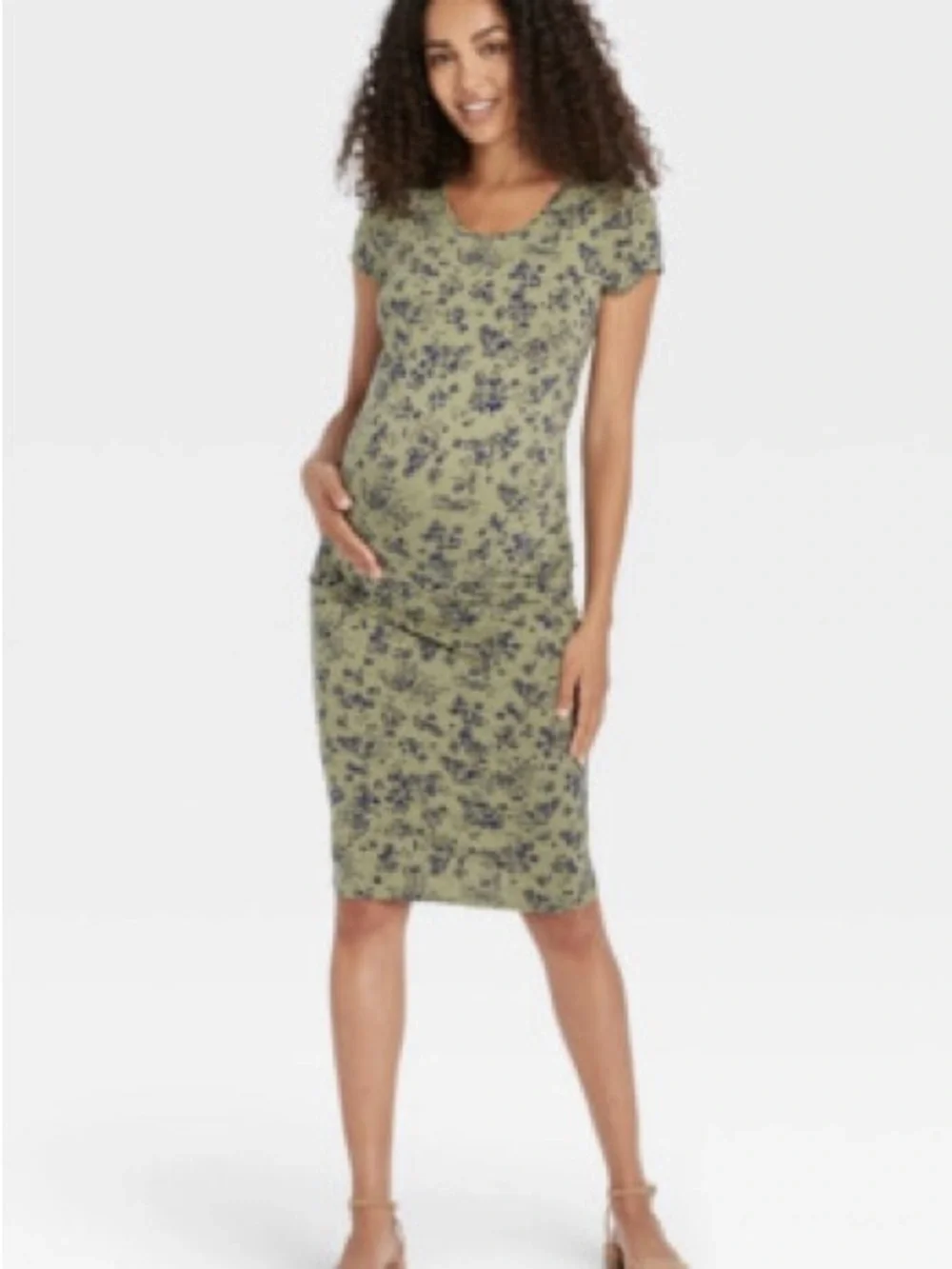 Ingrid & Isabel Green Floral Maternity Dress - Picture 1 of 6